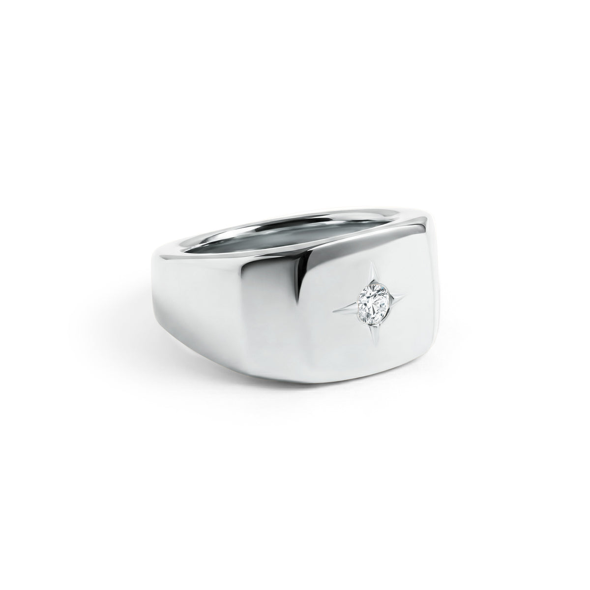 Square Signet Ring with Diamond