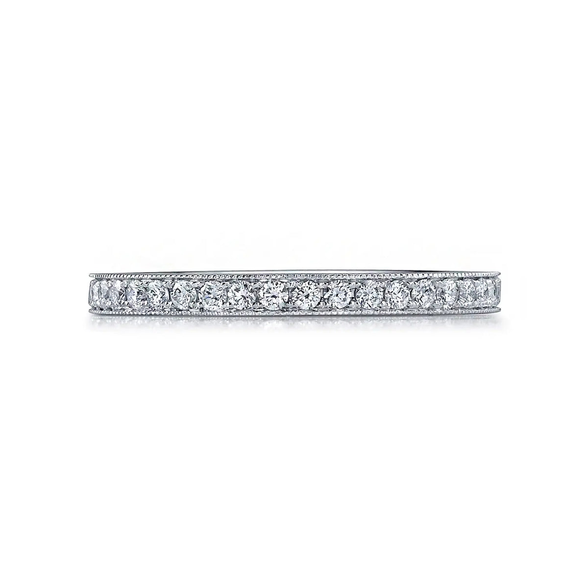 Platinum Round Diamond Pave Eternity Band, 0.75ct G-H, SI1-SI2