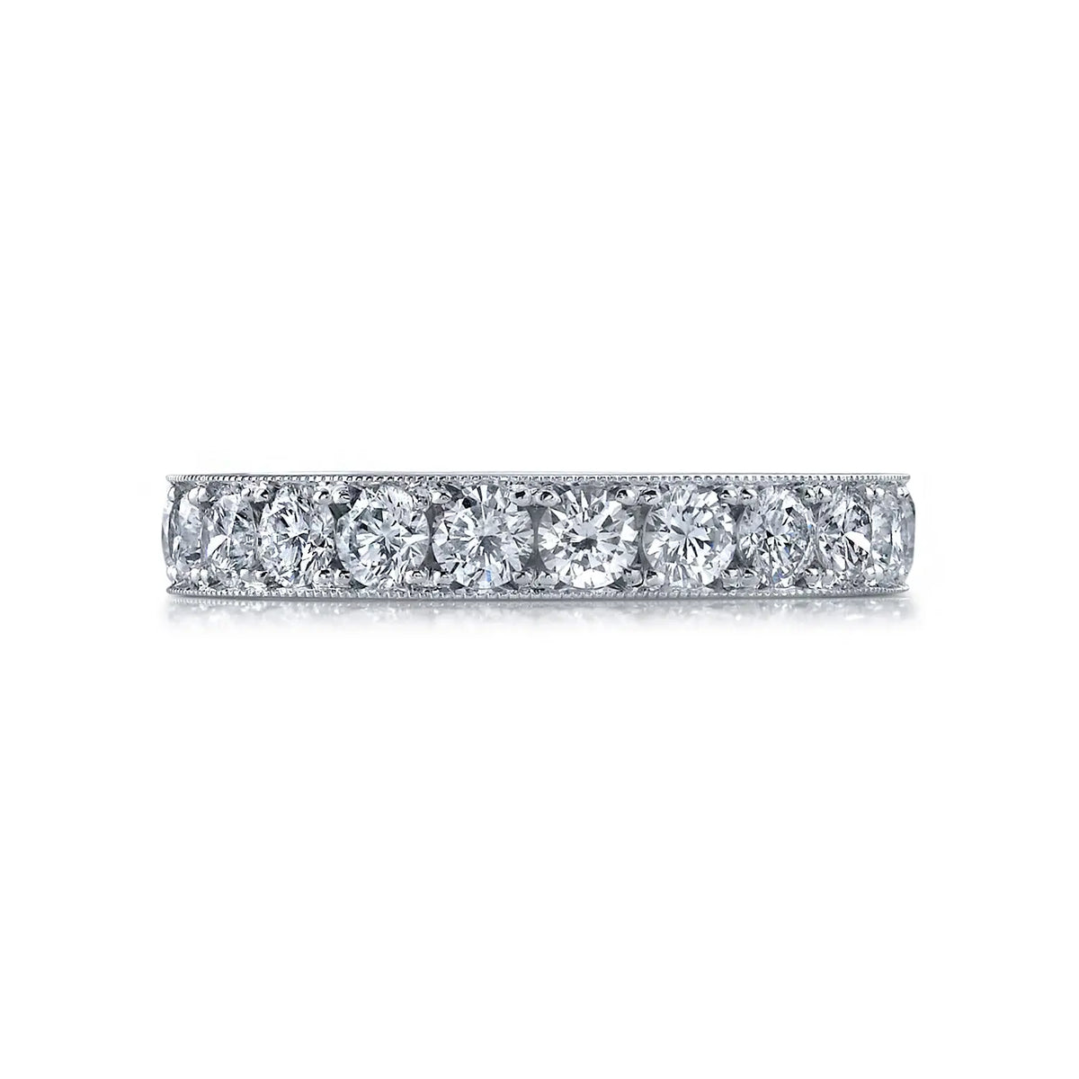 18K White Gold Round Diamond Pave Band, 0.75ct G-H, SI1-SI2