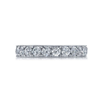 18K White Gold Round Diamond Pave Band, 0.75ct G-H, SI1-SI2