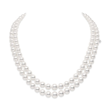 Everyday Essentials 18" Akoya Cultured Pearl Graduated Double Strand – 18K White Gold Mikimoto