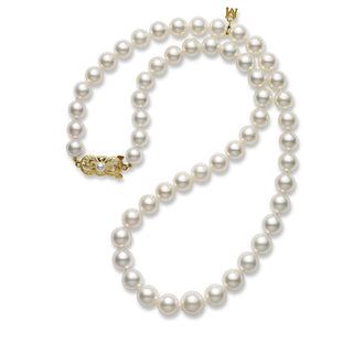 18" Akoya Cultured Pearl 9x7mm Graduated Strand - 18 karat Yellow Gold Clasp thumbnail