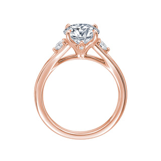 Gold Coast 3 Stone Round Center Split Shank Round Sides Wedding Ring thumbnail