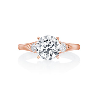 Gold Coast 3 Stone Round Center Split Shank Round Sides Wedding Ring thumbnail