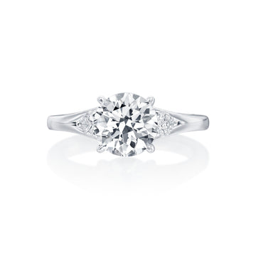 Gold Coast 3 Stone Round Center Split Shank Round Sides Wedding Ring