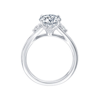 Gold Coast 3 Stone Round Center Split Shank Round Sides Wedding Ring thumbnail