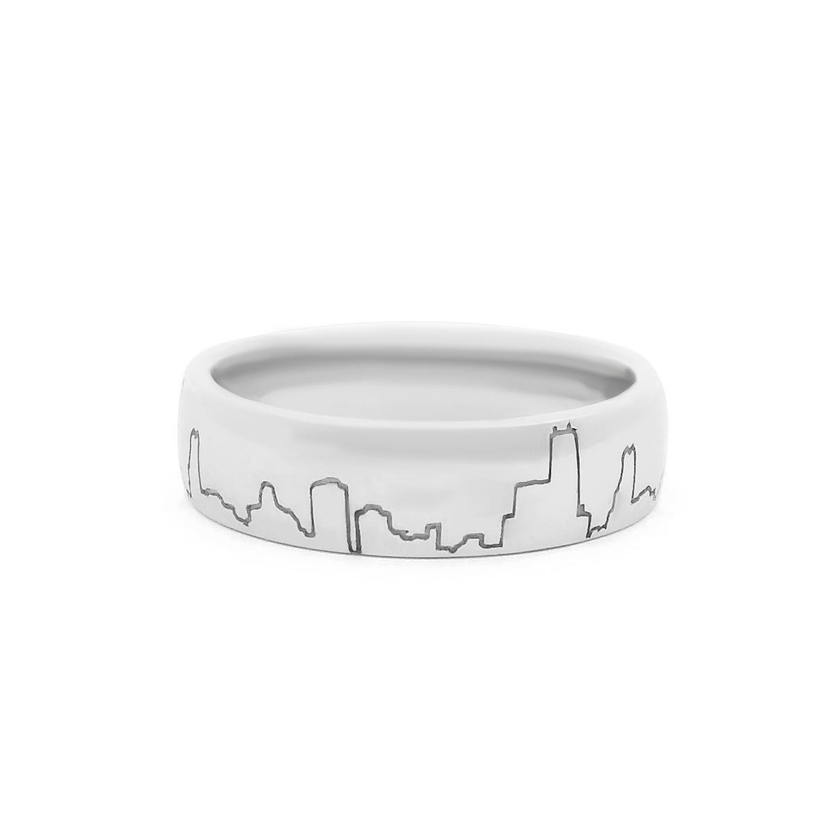 Gold Coast Chicago Skyline EKG Wedding Band