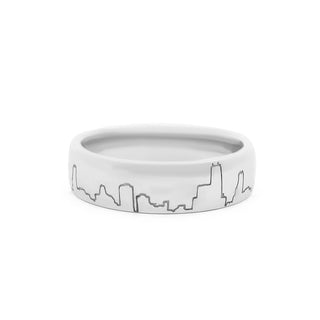 Gold Coast Chicago Skyline EKG Wedding Band thumbnail