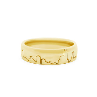 Gold Coast Chicago Skyline EKG Wedding Band thumbnail
