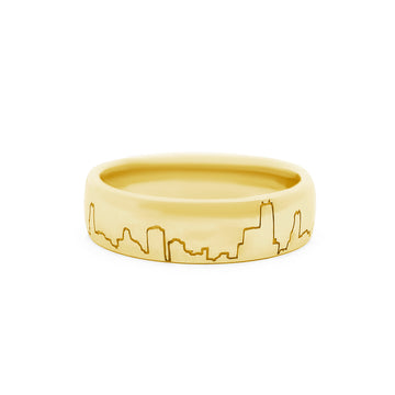 Gold Coast Chicago Skyline EKG Wedding Band