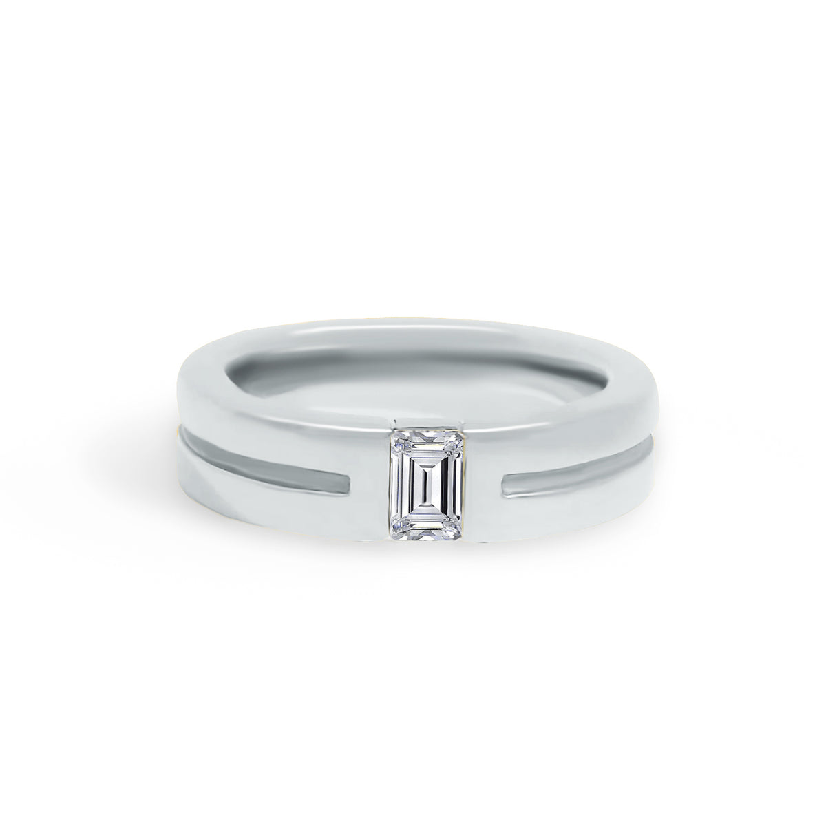 Gold Coast Single Emerald Diamond Wedding Band