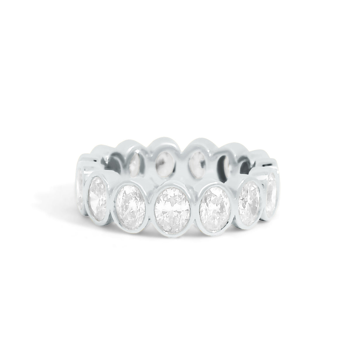 Gold Coast Oval Bezel Diamond Eternity Wedding Band