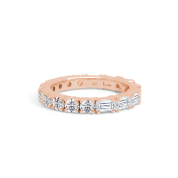 Gold Coast Emerald and Round Diamond Wedding Band