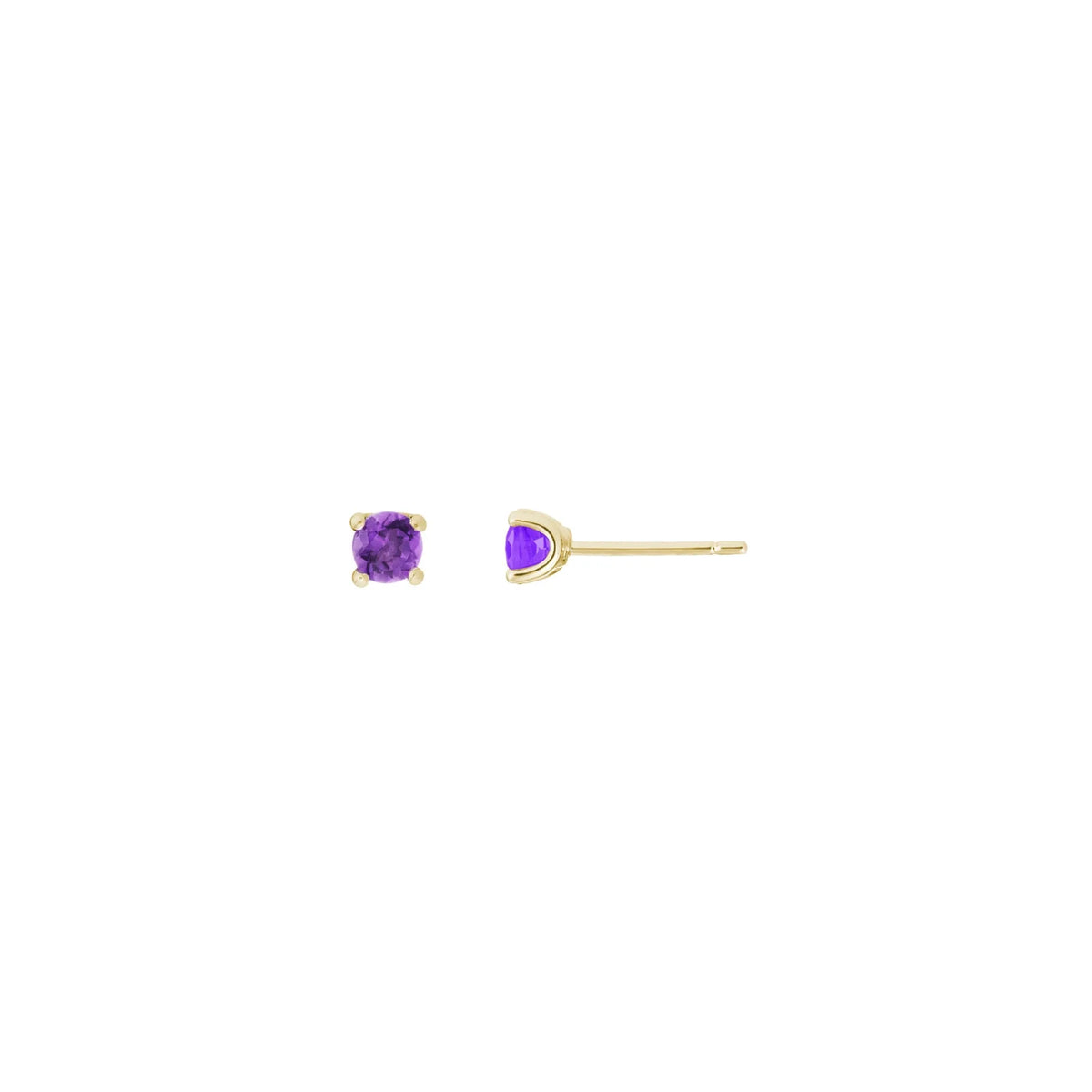14K Yellow Gold Amethyst Earring