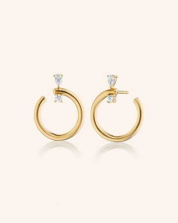 18K Gold Midi "Galaxy Wrap Hoop" Earrings with Diamonds