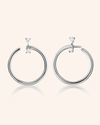 Sterling Silver Large "Galaxy Wrap Hoop" Earrings with White Sapphires thumbnail