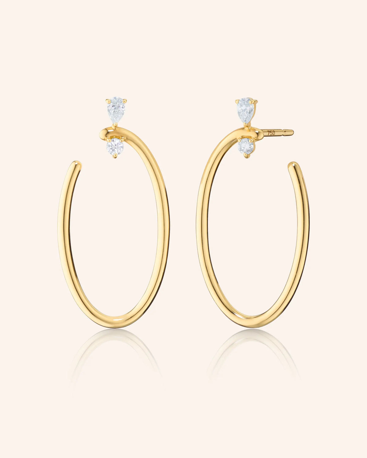 18K Gold Large Oval "Galaxy Wrap Hoop" Earrings with Diamonds