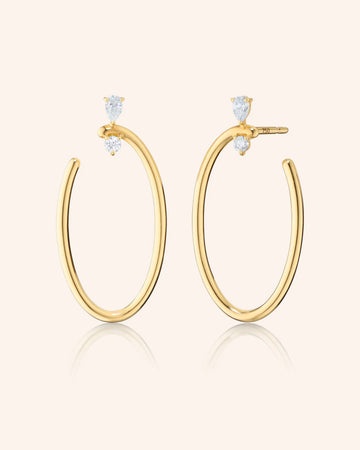 18K Gold Large Oval "Galaxy Wrap Hoop" Earrings with Diamonds