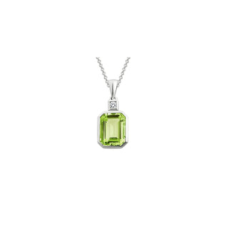 14K White Gold Diamond and Peridot Pendant thumbnail