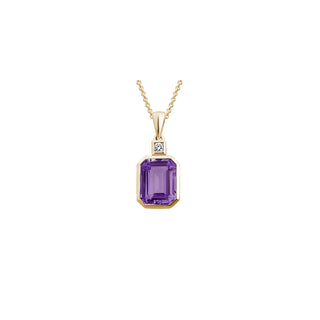 14K Yellow Gold Diamond and Amethyst Pendant thumbnail