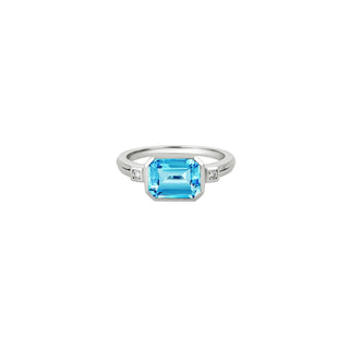 14K White Gold Diamond and Topaz Ring thumbnail