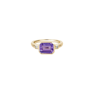14K Yellow Gold Diamond and Amethyst Ring thumbnail