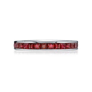 18K White Gold Ruby Eternity Band Ring - 188071/H003R8 thumbnail