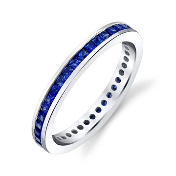 18K White Gold Princess-Cut Sapphire Channel-Set Eternity Band, 2ct