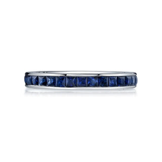 18K White Gold Princess-Cut Sapphire Channel-Set Eternity Band, 2ct thumbnail