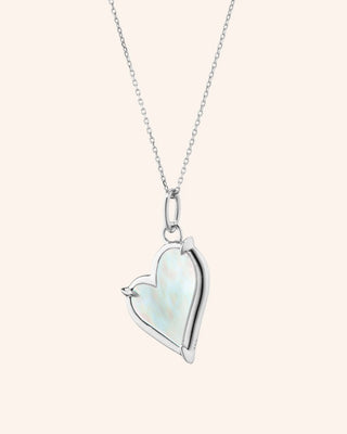 Mother of Pearl Classic Heart Sterling Silver Necklace thumbnail