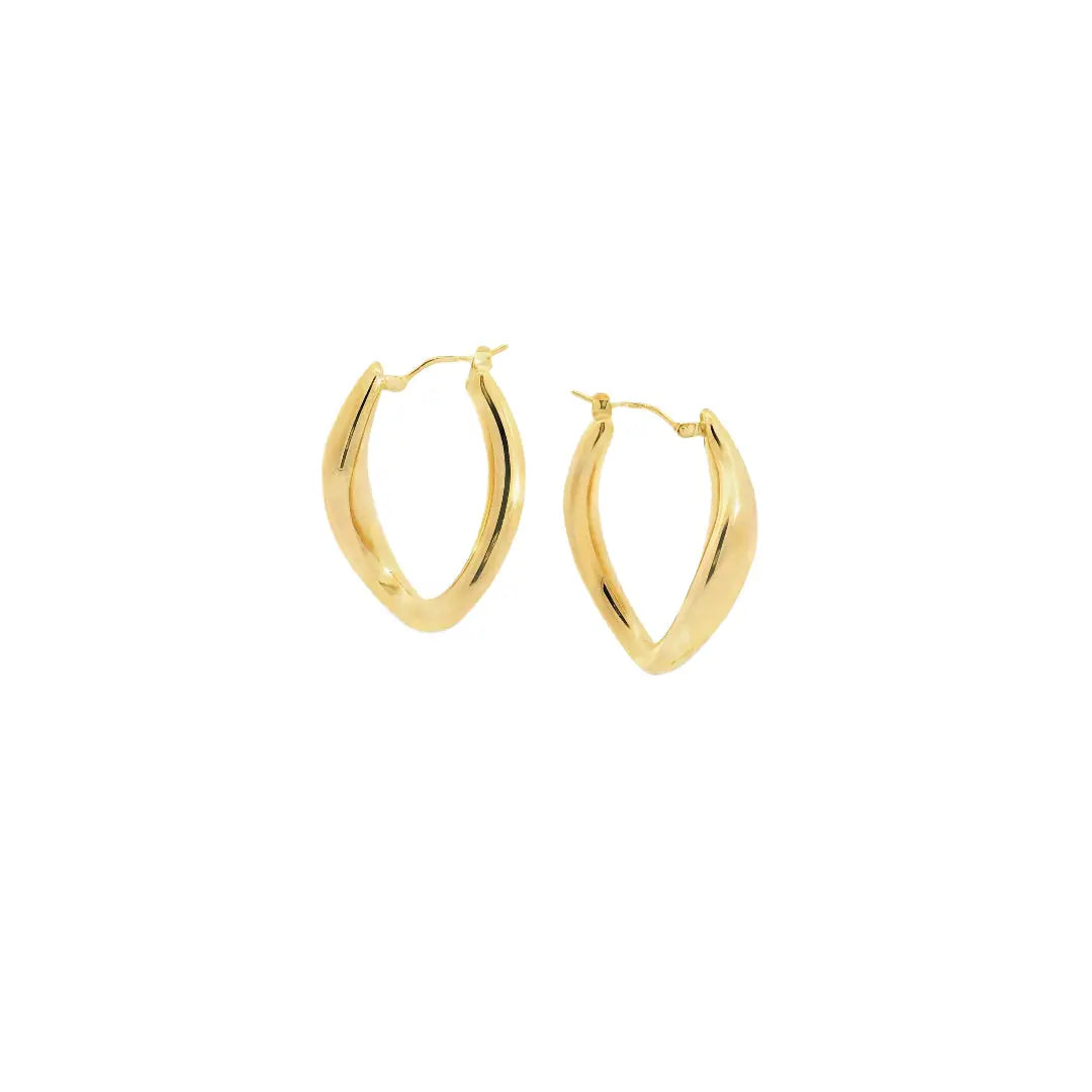 18K Yellow Gold Oval Twist Hoop Earrings