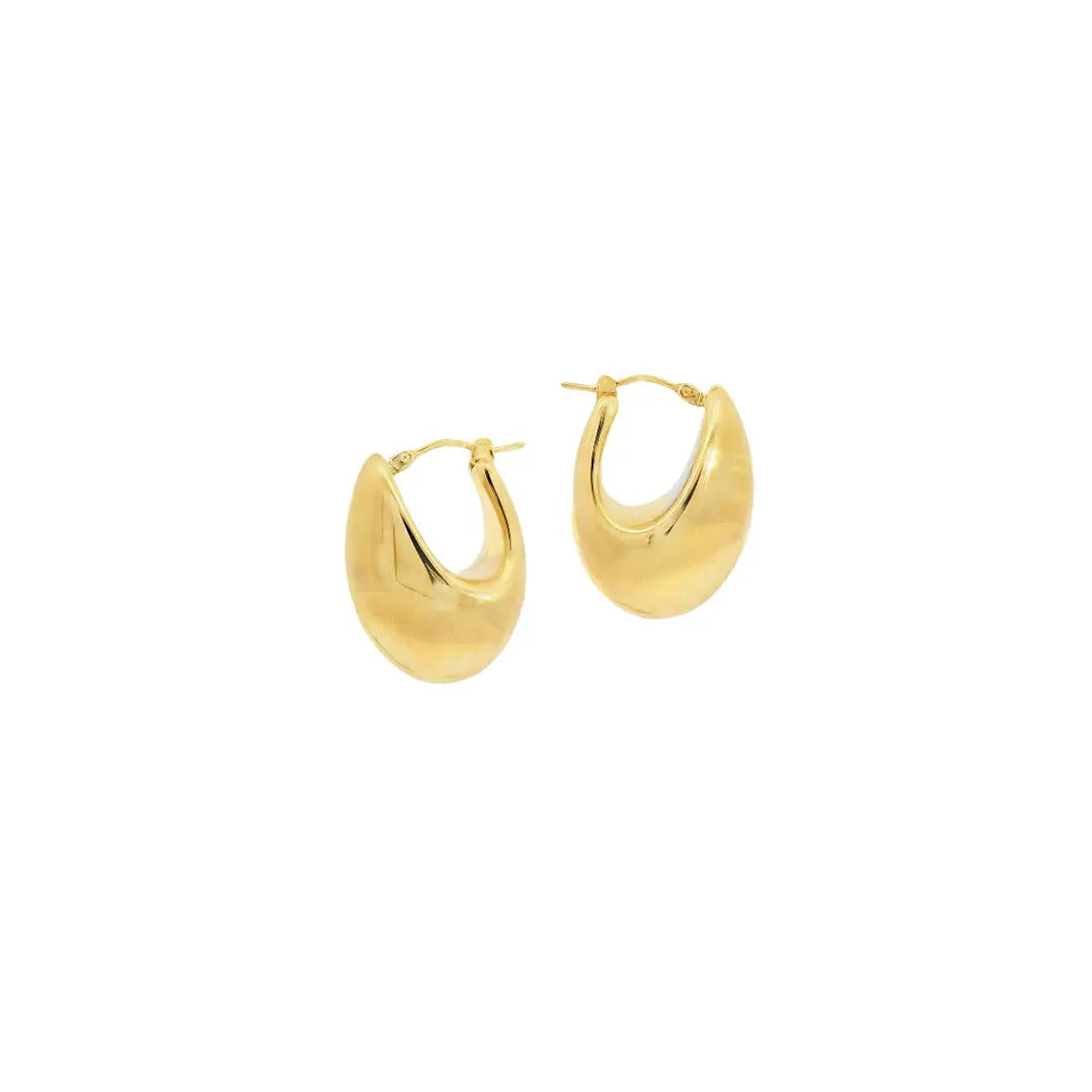 18K Yellow Gold Puffed Pear-Shaped Hoop Earrings