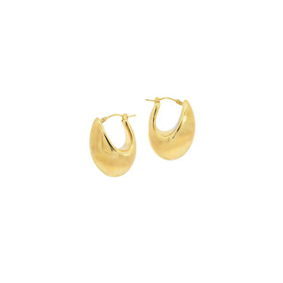 18K Yellow Gold Puffed Pear-Shaped Hoop Earrings thumbnail