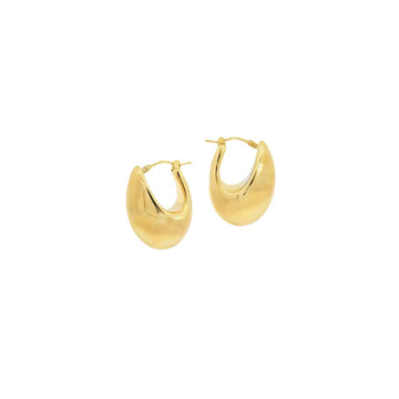 18K Yellow Gold Puffed Pear-Shaped Hoop Earrings