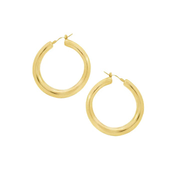 18K Yellow Gold Round Hoop Earrings