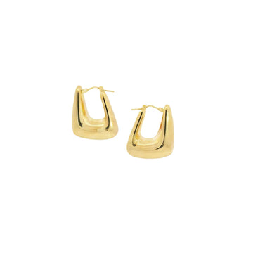 18K Yellow Gold Puffed Tapered Square Hoop Earrings