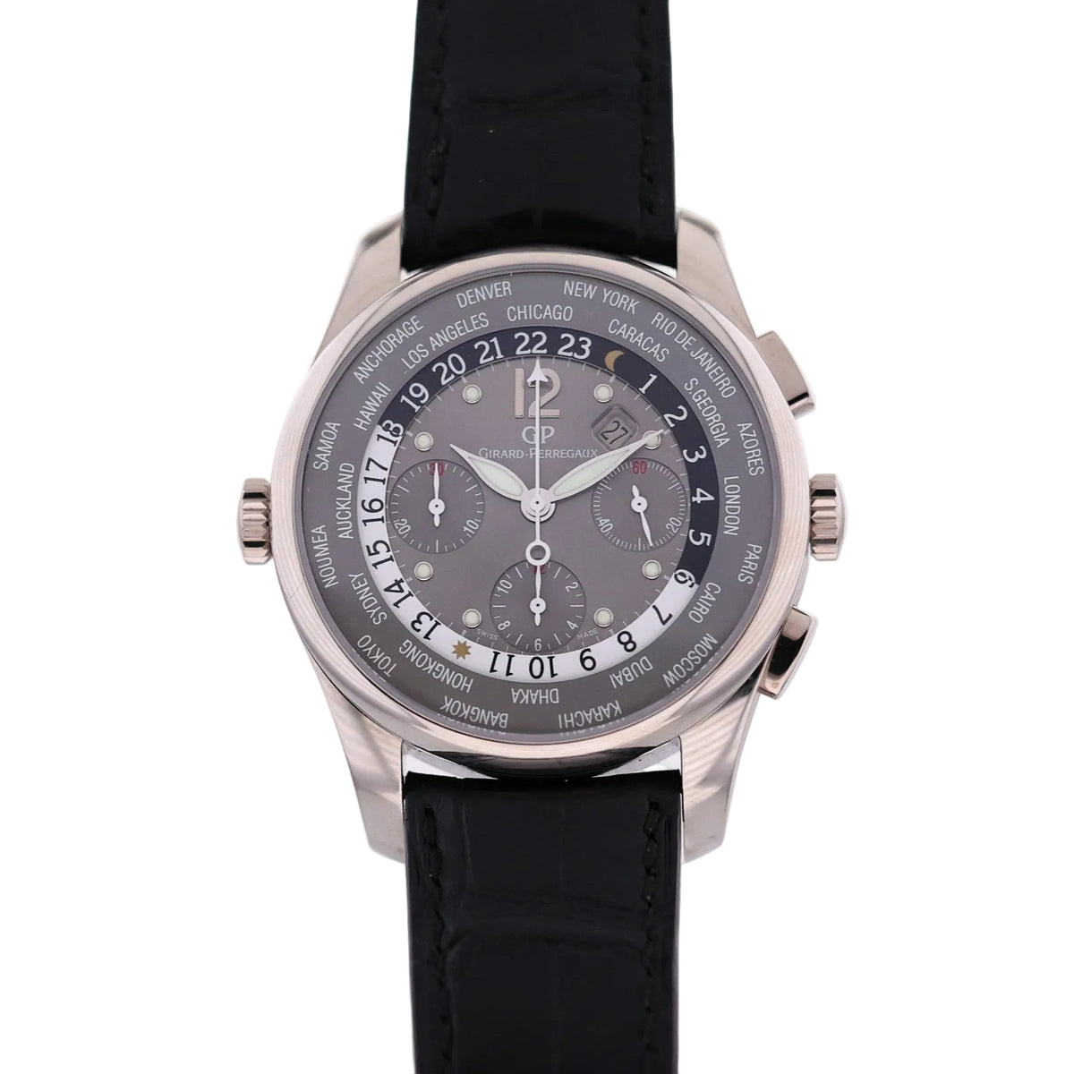 Girard Perregaux 18K White Gold World Time Chronograph WW.TC