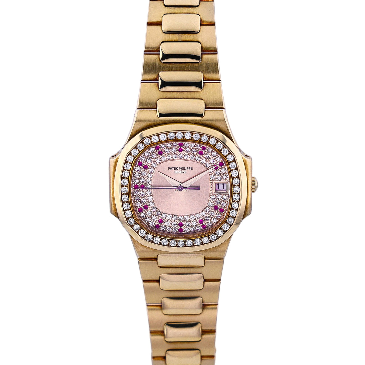 Patek Philippe 18K Yellow Gold Diamond & Ruby Nautilus