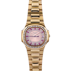 Patek Philippe 18K Yellow Gold Diamond & Ruby Nautilus
