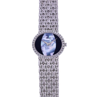 Vintage Piaget 18K White Gold, Onyx & Mother of Pearl Dial thumbnail