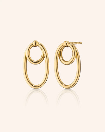 18k Gold Double Oval Infinity Earrings