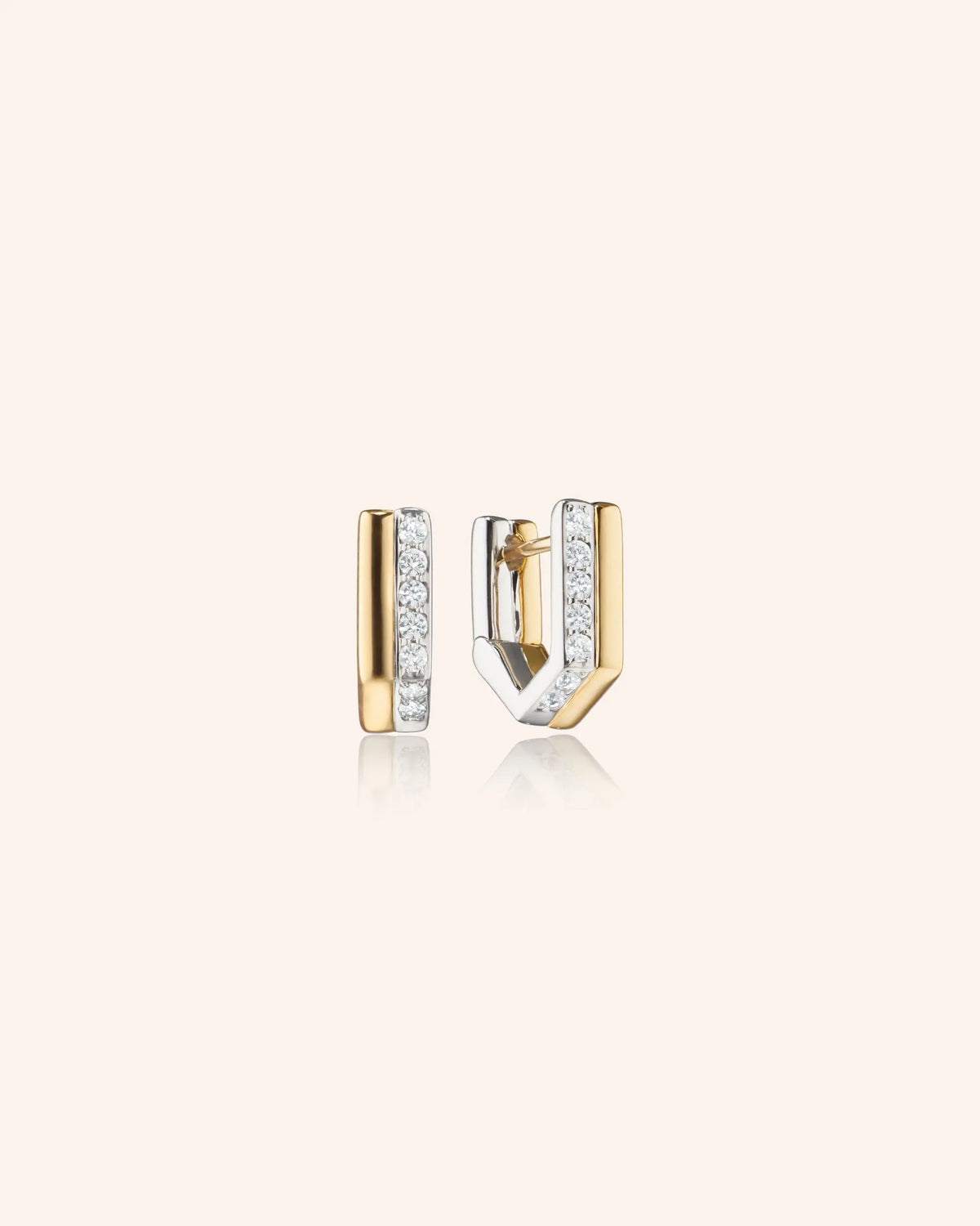 Two-Tone Infinity Huggie Earrings with White Sapphires