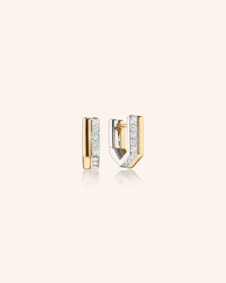 Two-Tone Infinity Huggie Earrings with White Sapphires thumbnail