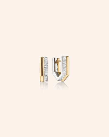 Two-Tone Infinity Huggie Earrings with White Sapphires