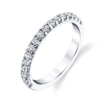 18K White Gold Round Diamond U-Prong Set Comfort Fit Band, 0.26ct G-H, SI1-SI2