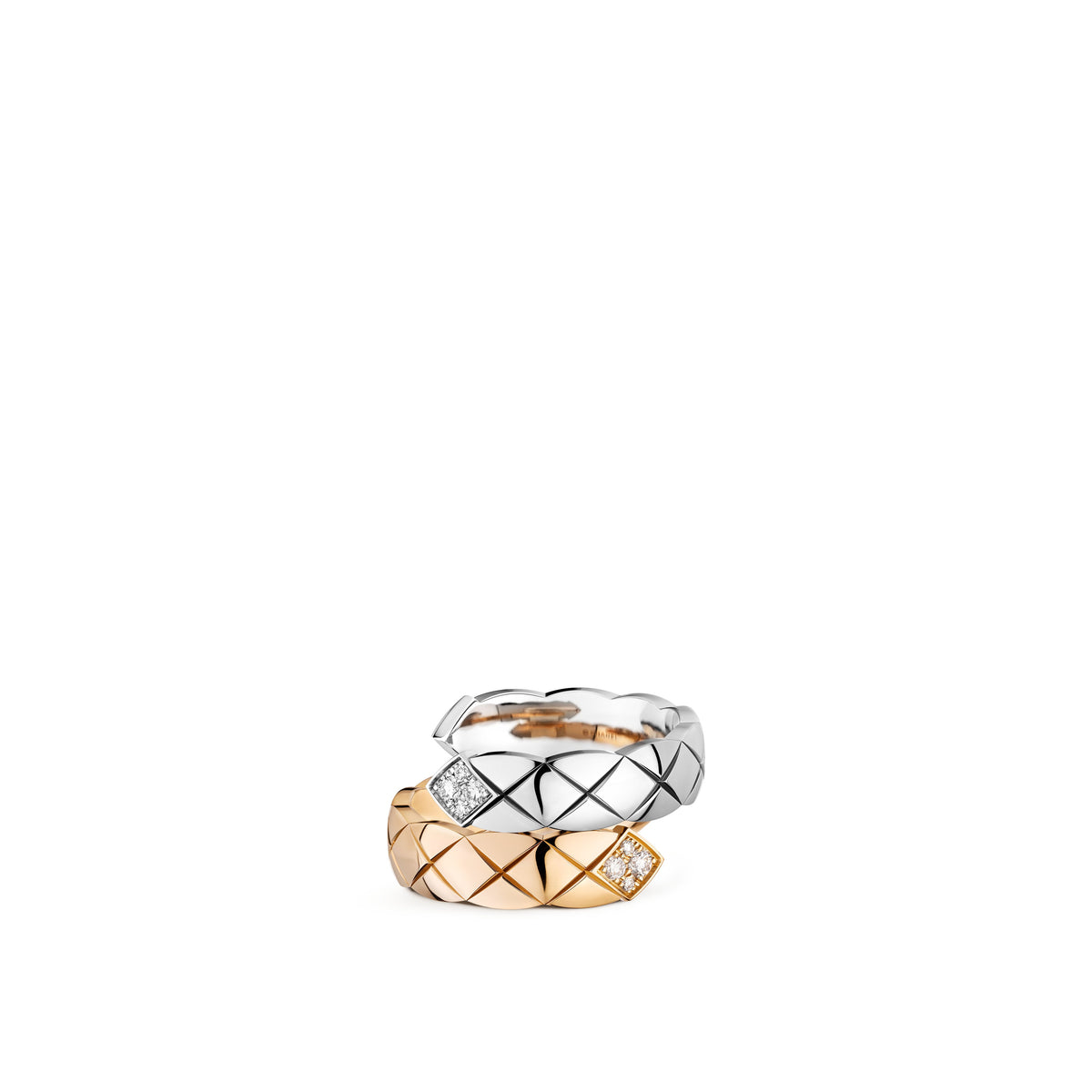 18k Beige and White Gold 0.03cttw Coco Crush Toi Et Moi Ring Size 6.75