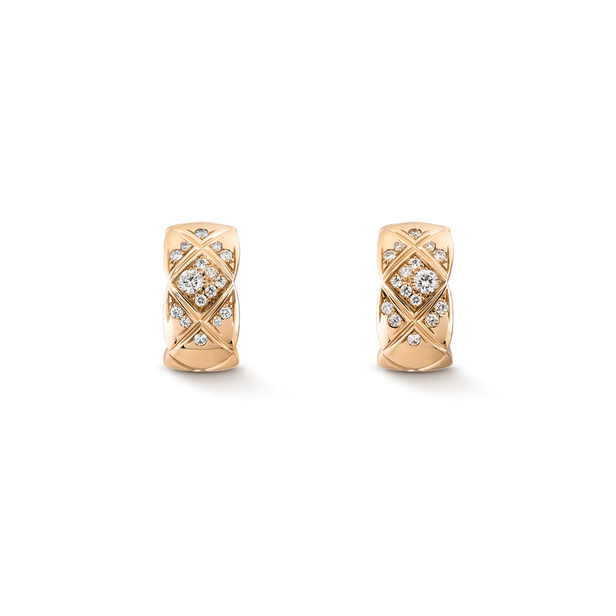 CHANEL Coco Crush Earrings – Beige Gold with Diamond - Image 1