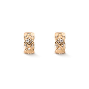 CHANEL Coco Crush Earrings – Beige Gold with Diamond - Image 1