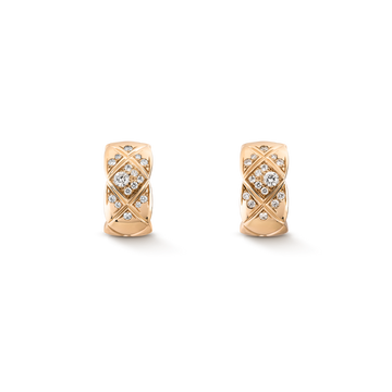 CHANEL Coco Crush Earrings – Beige Gold with Diamond - Image 1