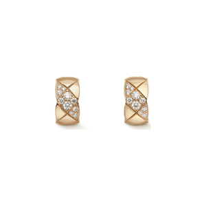 CHANEL Coco Crush Earrings – Beige Gold with Diamond - Image 1